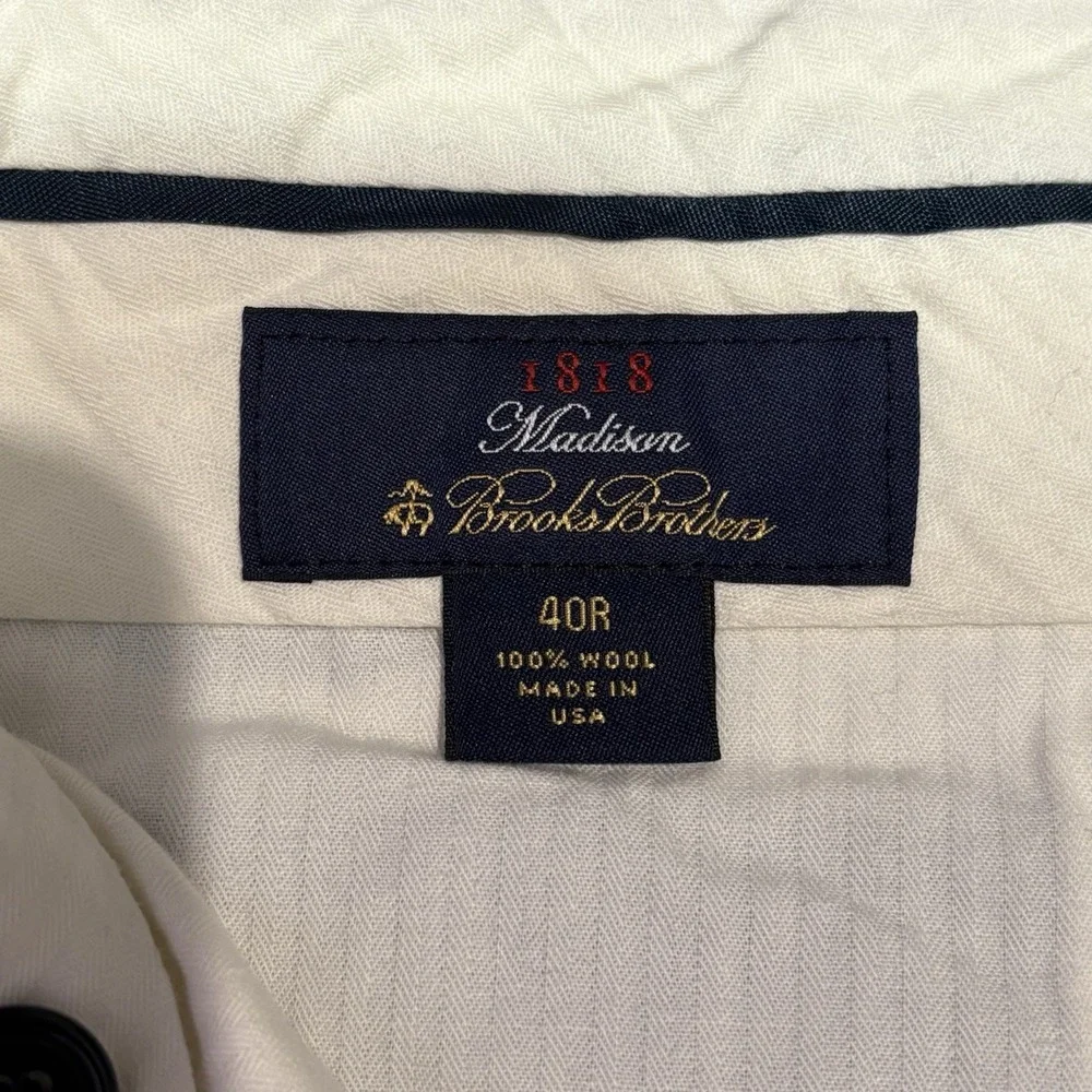 Brooks Brothers 1818 Madison Pants Size 40R Gray Wool Plaid Trousers‎